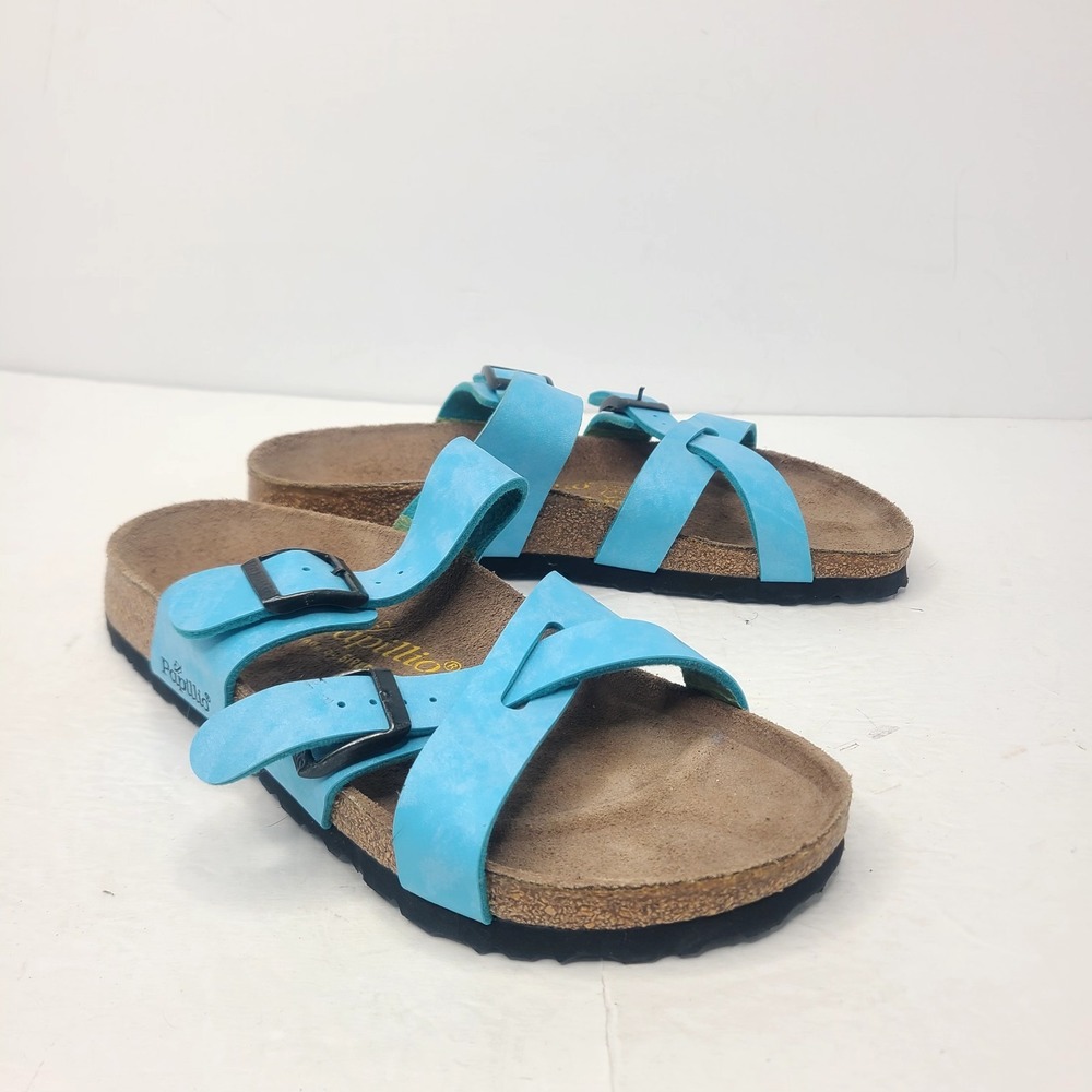 Birkenstock Papillio Franca Tiffany Blue Strappy Sandals Women 7 EU 38